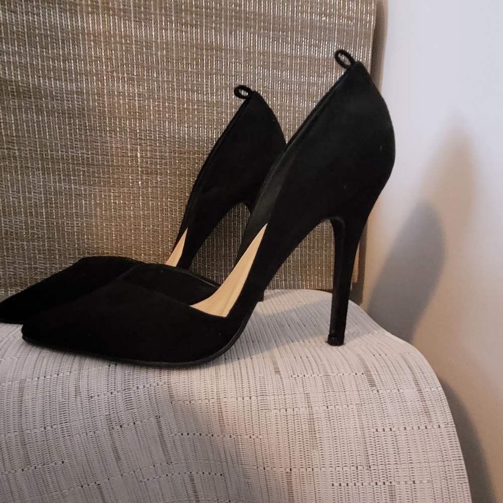 Black suede like..material heel